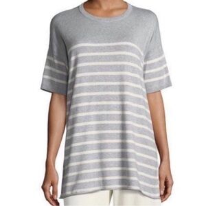 Eileen Fisher Women's Organic Gray and White Striped Tunic small